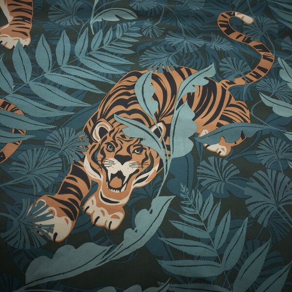 Hnědo-zelené povlečení na jednolůžko 135x200 cm Tropic Tiger Leaf – Catherine Lansfield