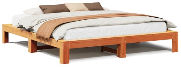 Postel bez matrace voskově hnědá 200 x 200 cm masivní borovice 3308728