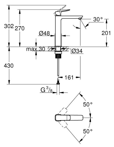 GROHE 1018920000 - Umyvadlová baterie DICE XL lesklý chrom