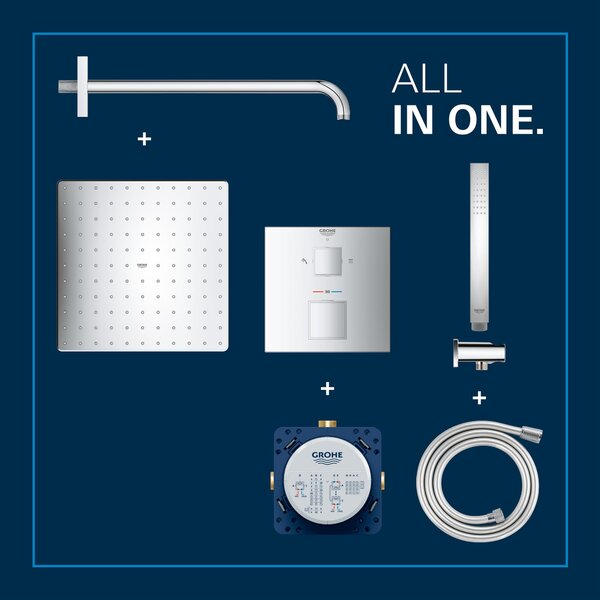 Grohe Precision Cube sprchová sada pod omítku s termostatem s dešťovou sprchou chrom 34879000