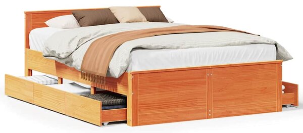 Postele bez matrace s čelem voskově hnědá 140 x 190 cm borovice 3308779