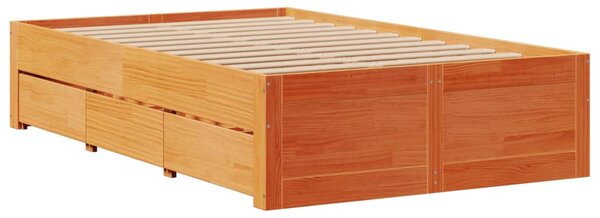 Postel bez matrace se zásuvkami hnědá 120x190 cm masiv borovice 3308824