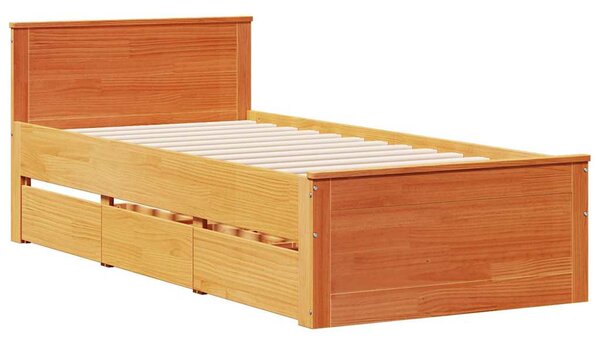 Postel bez matrace s čelem voskově hnědá 75 x 190 cm borovice 3308791