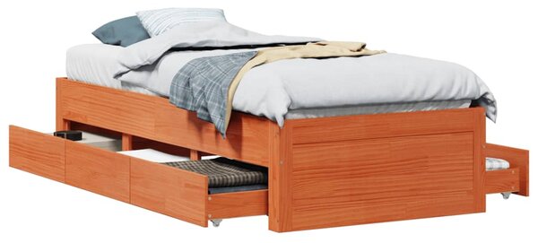 Postel bez matrace se zásuvkami hnědá 75x190 cm masiv borovice 3308830