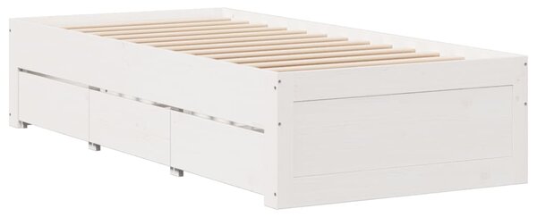 Postel bez matrace se zásuvkami bílá 75x190 cm masivní borovice 3308829