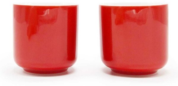 Porcelánová čajová souprava T Bar Vica, červená, konvice 0,6 l a 2 šálky, s nerezovým držadlem