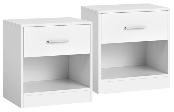 Bílé minimalistické noční stolky se zásuvkou, 2 ks