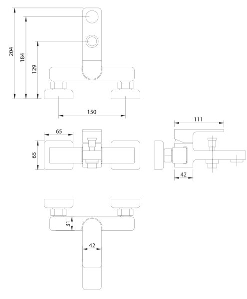 OMNIRES BA7830BL - Vanová baterie BARETTI matná černá