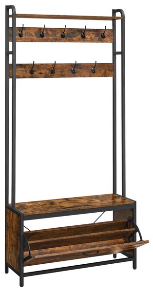 Předsíňová stěna TAYLOR s botníkem 180x85 cm, rustikálně hnědá