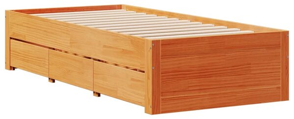 Postel bez matrace se zásuvkami hnědá 75x190 cm masiv borovice 3308830