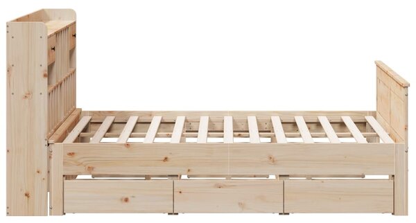 Postel s knihovnou bez matrace 180 x 200 cm masivní borovice 3308912
