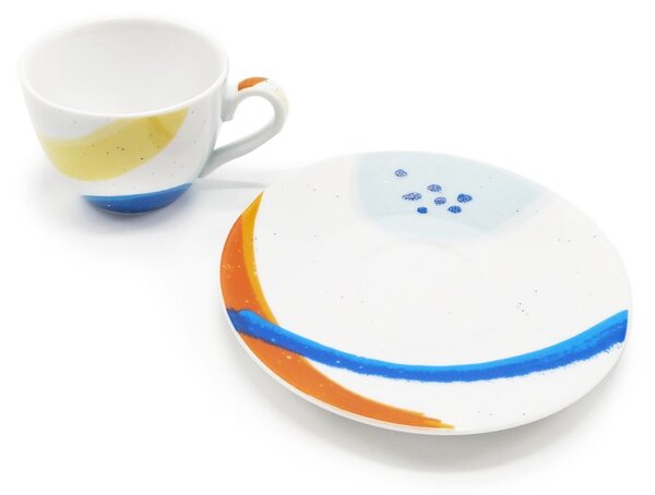 Porcelánový espresso šálek Easy Life Alegria, vícebarevný, s podšálkem, veselý motiv, 110 ml