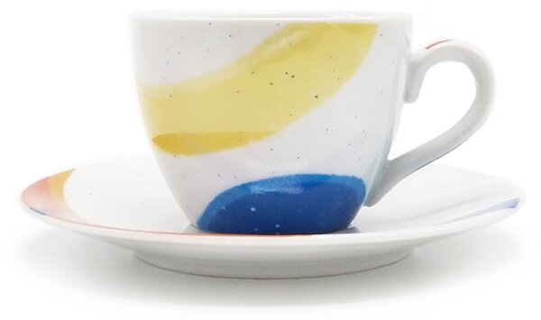 Porcelánový espresso šálek Easy Life Alegria, vícebarevný, s podšálkem, veselý motiv, 110 ml