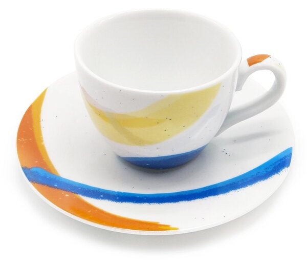 Porcelánový espresso šálek Easy Life Alegria, vícebarevný, s podšálkem, veselý motiv, 110 ml
