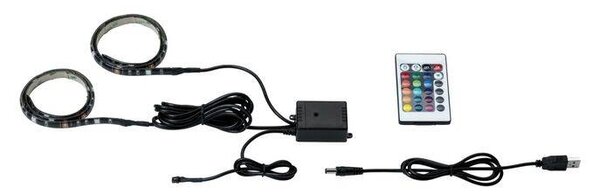 2x LED pásek na dálkové ovládání s USB portem do televize, teplá bílá, RGB, 50cm
