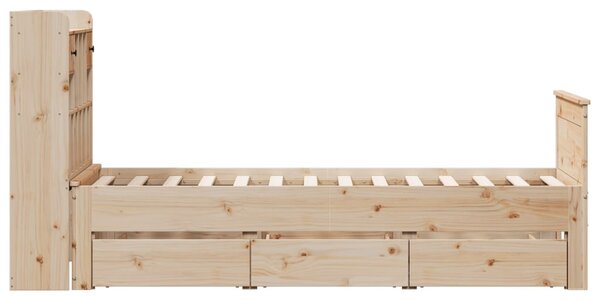 Postel s knihovnou bez matrace 75 x 190 cm masivní borovice 3308945
