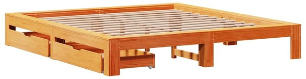 Postel bez matrace voskově hnědá 200 x 200 cm masivní borovice 3308989