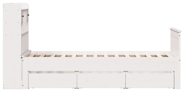 Postel s knihovnou bez matrace bílá 75x190 cm masivní borovice 3308946