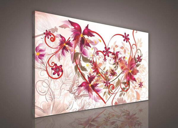 Obraz na plátně srdce s květinami 232O1, 100 x 75 cm, IMPOL TRADE