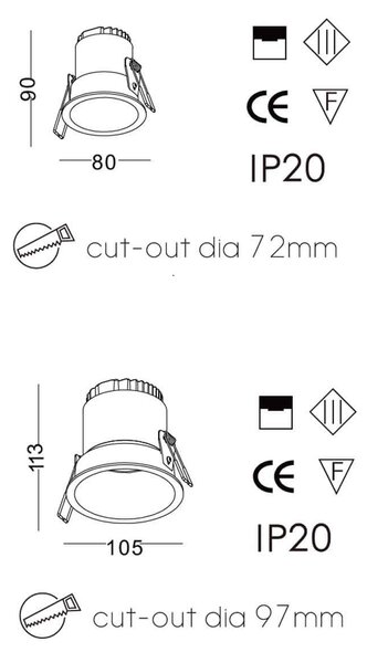 Downlight Deep LED zápustné svítidlo Ra>95 Černá12W - ⌀130mm