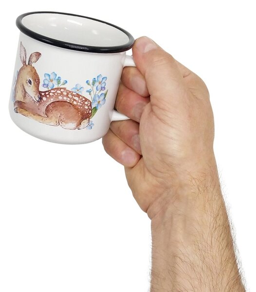 Keramický hrnek ePiPí Srneček, bílý, autorská ilustrace, motiv srnečka, 250 ml