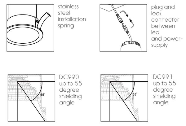 Downlight Deep LED zápustné svítidlo Ra>95 Černá12W - ⌀130mm