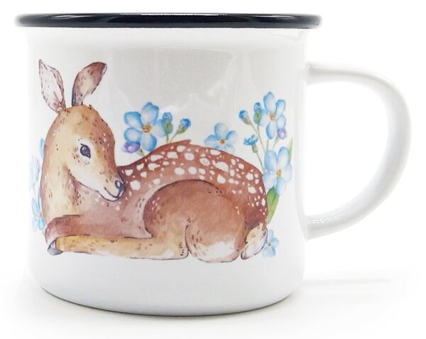 Keramický hrnek ePiPí Srneček, bílý, autorská ilustrace, motiv srnečka, 250 ml