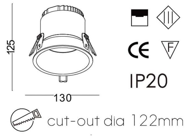 Downlight Deep LED zápustné svítidlo Ra>95 Černá12W - ⌀130mm