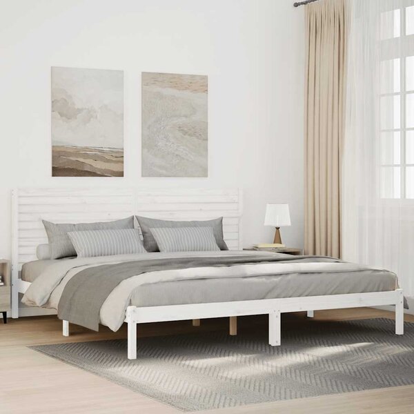 Prodloužený rám postele bez matrace bílý 200 x 220 cm masiv 3309320