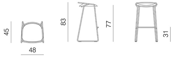 Designové barové židle Monk Barstool High (výška sedáku 77 cm)