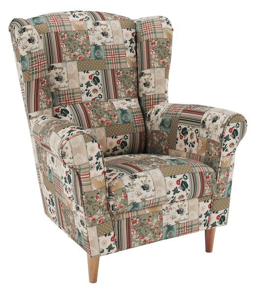 Křeslo ušák, látka patchwork Viorica 1, Charlot