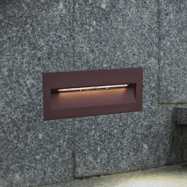 Lucande Vestavné nástěnné svítidlo LED Loya, 23 x 8 cm, rezavé, IP54, Hnědá / rez, Hliník, Moderní