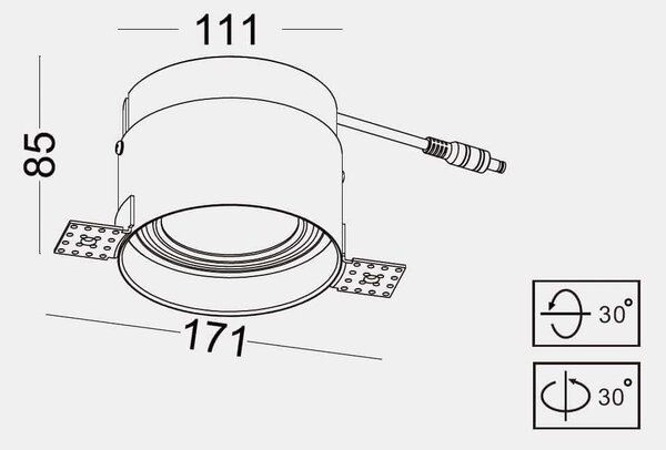 Trimless Downlight LED zápustné svítidlo Ra>95 Natáčecí110mm