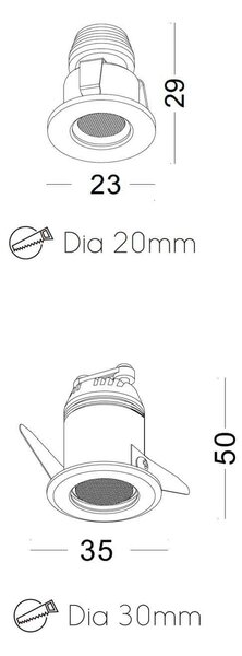 Micro Spotlight LED zápustné svítidlo Černá35mm