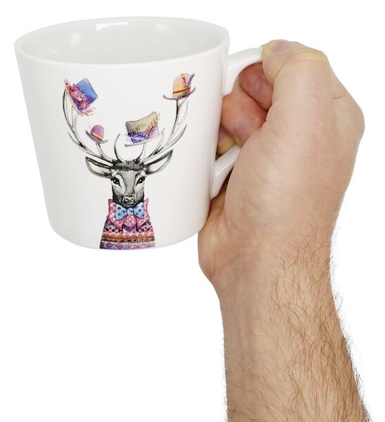 Porcelánový hrnek Kitchen Craft Fešák jelen, bílý, motiv jelena, retro design, Tipperleyhill, 380 ml