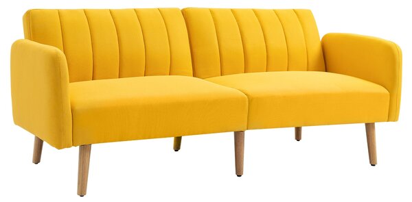 HOMCOM Rozkládací pohovka pro 2 osoby 173x75x73 cm, potažená syntetickým lnem, s nastavitelným 3stupňovým opěradlem a odnímatelnými područkami pro obý