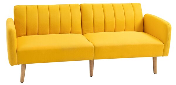 HOMCOM Rozkládací pohovka pro 2 osoby 173x75x73 cm, potažená syntetickým lnem, s nastavitelným 3stupňovým opěradlem a odnímatelnými područkami pro obý