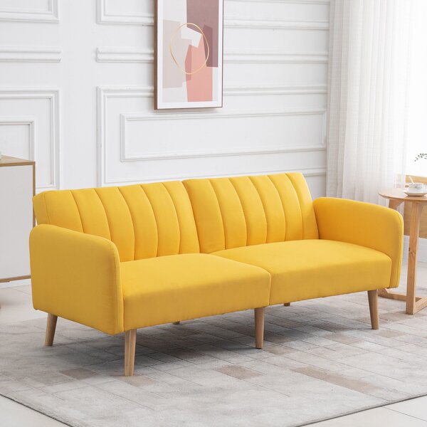 HOMCOM Rozkládací pohovka pro 2 osoby 173x75x73 cm, potažená syntetickým lnem, s nastavitelným 3stupňovým opěradlem a odnímatelnými područkami pro obý