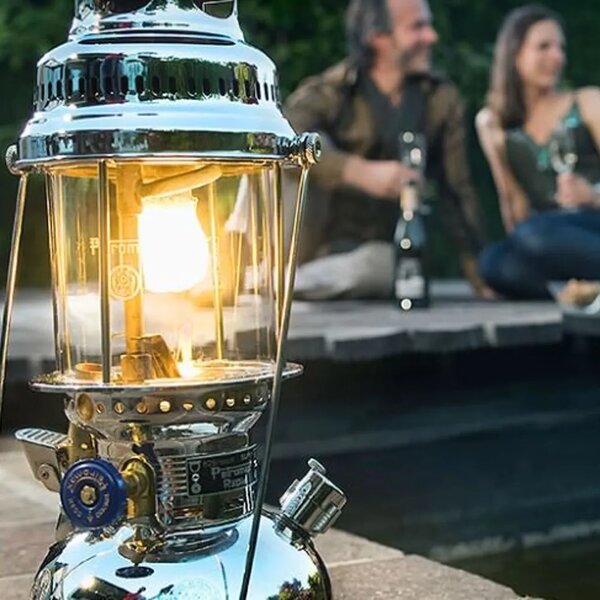 Petromax petrolejová lampa HK500 - pochromovaná mosaz