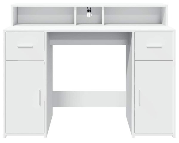 Psací stůl s LED světly bílý 120 x 55 x 91 cm kompozitní dřevo 3309411