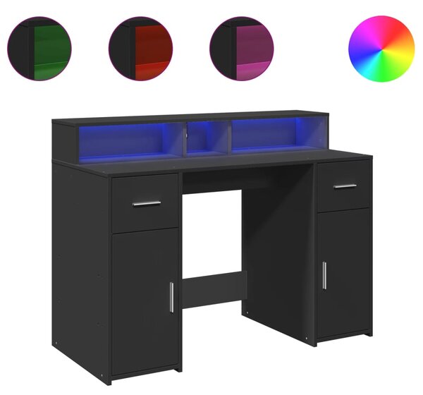 Psací stůl s LED světly černý 120 x 55 x 91 cm kompozitní dřevo 3309412