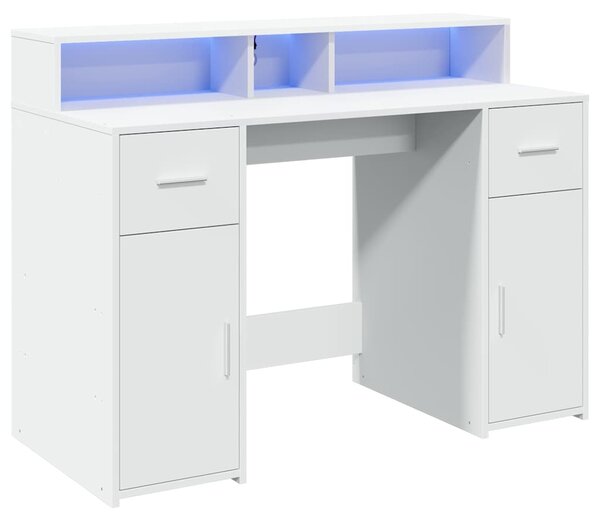 Psací stůl s LED světly bílý 120 x 55 x 91 cm kompozitní dřevo 3309411