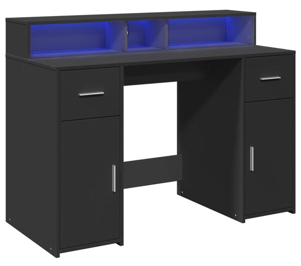 Psací stůl s LED světly černý 120 x 55 x 91 cm kompozitní dřevo 3309412