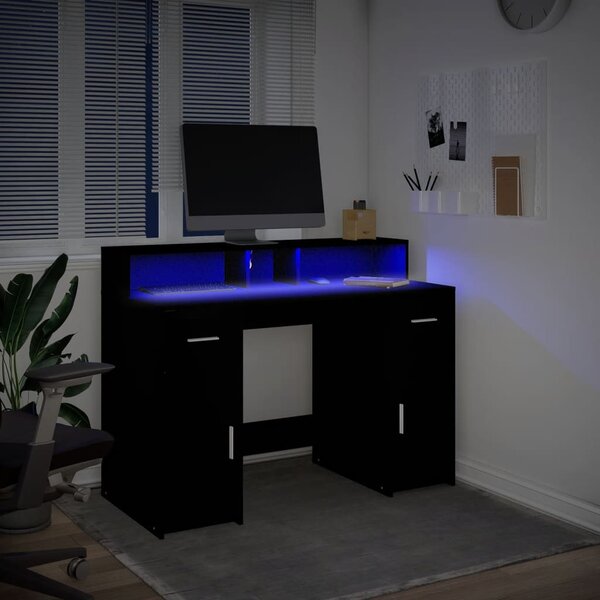 Psací stůl s LED světly černý 120 x 55 x 91 cm kompozitní dřevo 3309412