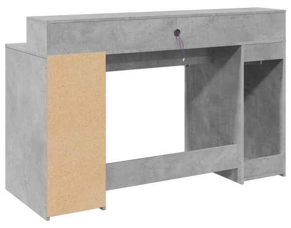 Psací stůl s LED betonově šedý 140x55x91 cm kompozitní dřevo 3309423