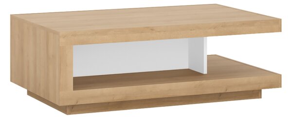 KONDELA Konferenční stolek LYOT01, dub riviera / bílá s extra vysokým leskem, LEONARDO