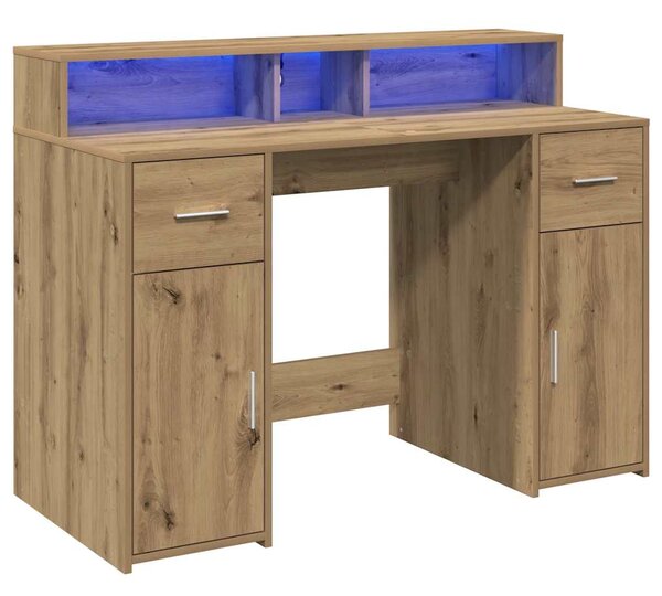 Psací stůl s LED dub artisan 120 x 55 x 91 cm kompozitní dřevo 3309419
