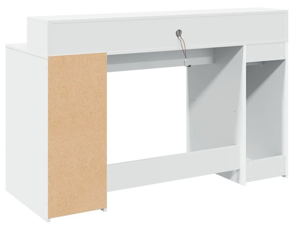 Psací stůl s LED světly bílý 140 x 55 x 91 cm kompozitní dřevo 3309420