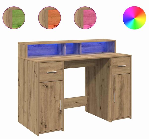 Psací stůl s LED dub artisan 120 x 55 x 91 cm kompozitní dřevo 3309419