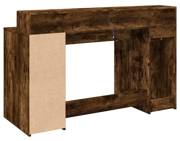 Psací stůl s LED kouřový dub 140 x 55 x 91 cm kompozitní dřevo 3309424
